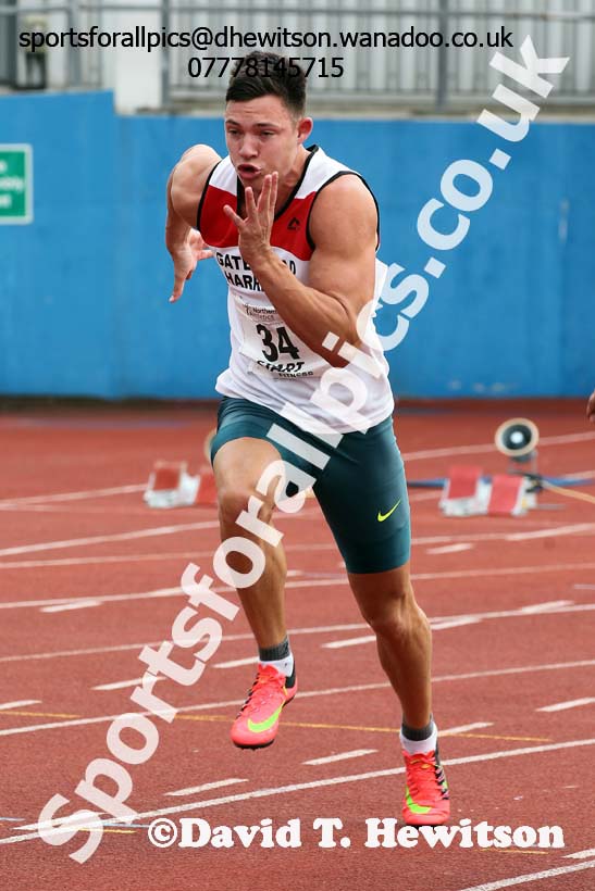 Mens  senior 100 metres, Northern Senior and Under-20s Track and Field Champs., Manchester. Photo: David T. Hewitson/Sports for All Pics